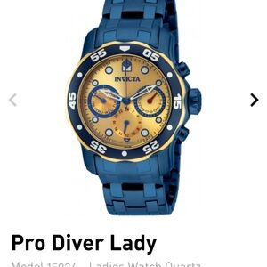 Invicta Blue and Gold Chronograph Bracelet Watch
